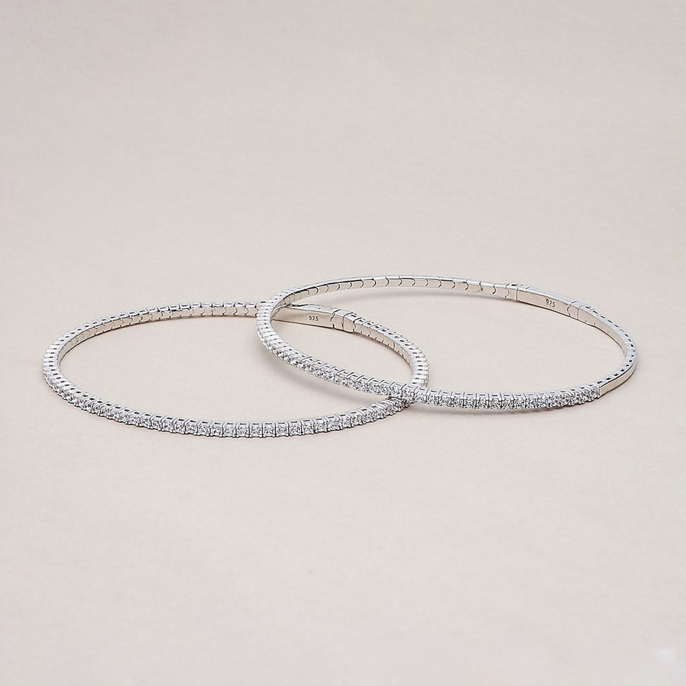 Flexible CZ Bangle in Sterling Silver