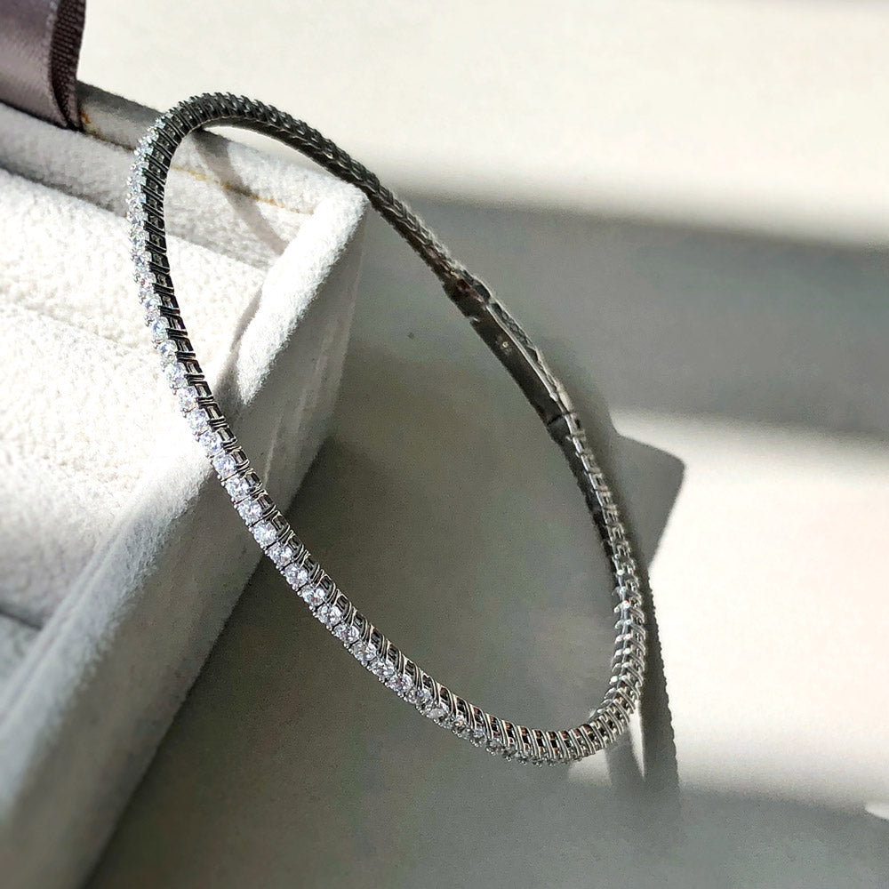 Flexible CZ Bangle Set in Sterling Silver