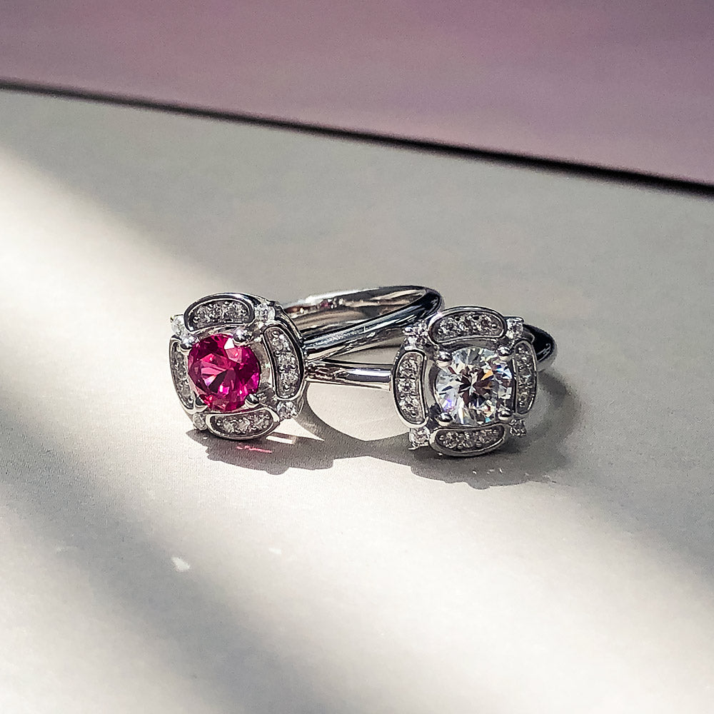 Halo Flower CZ Ring in Sterling Silver