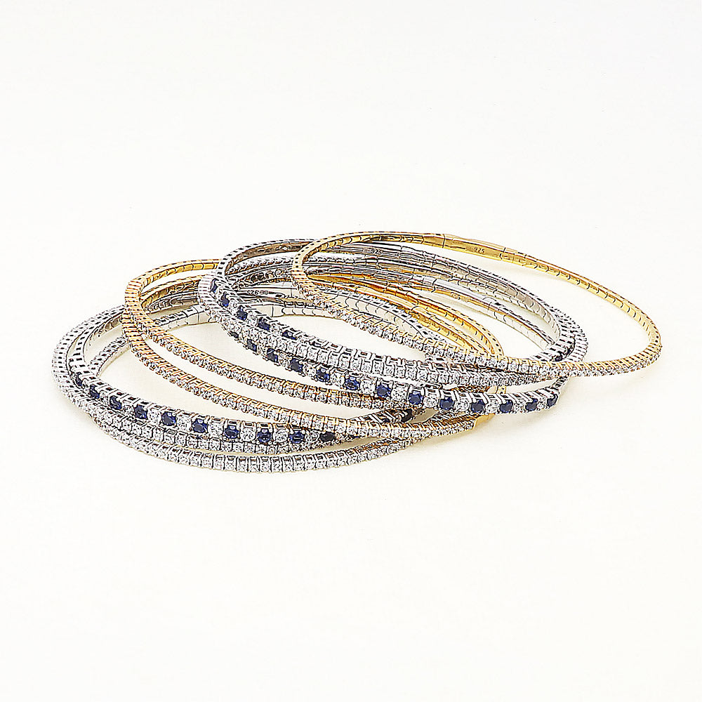 Flexible CZ Bangle in Sterling Silver