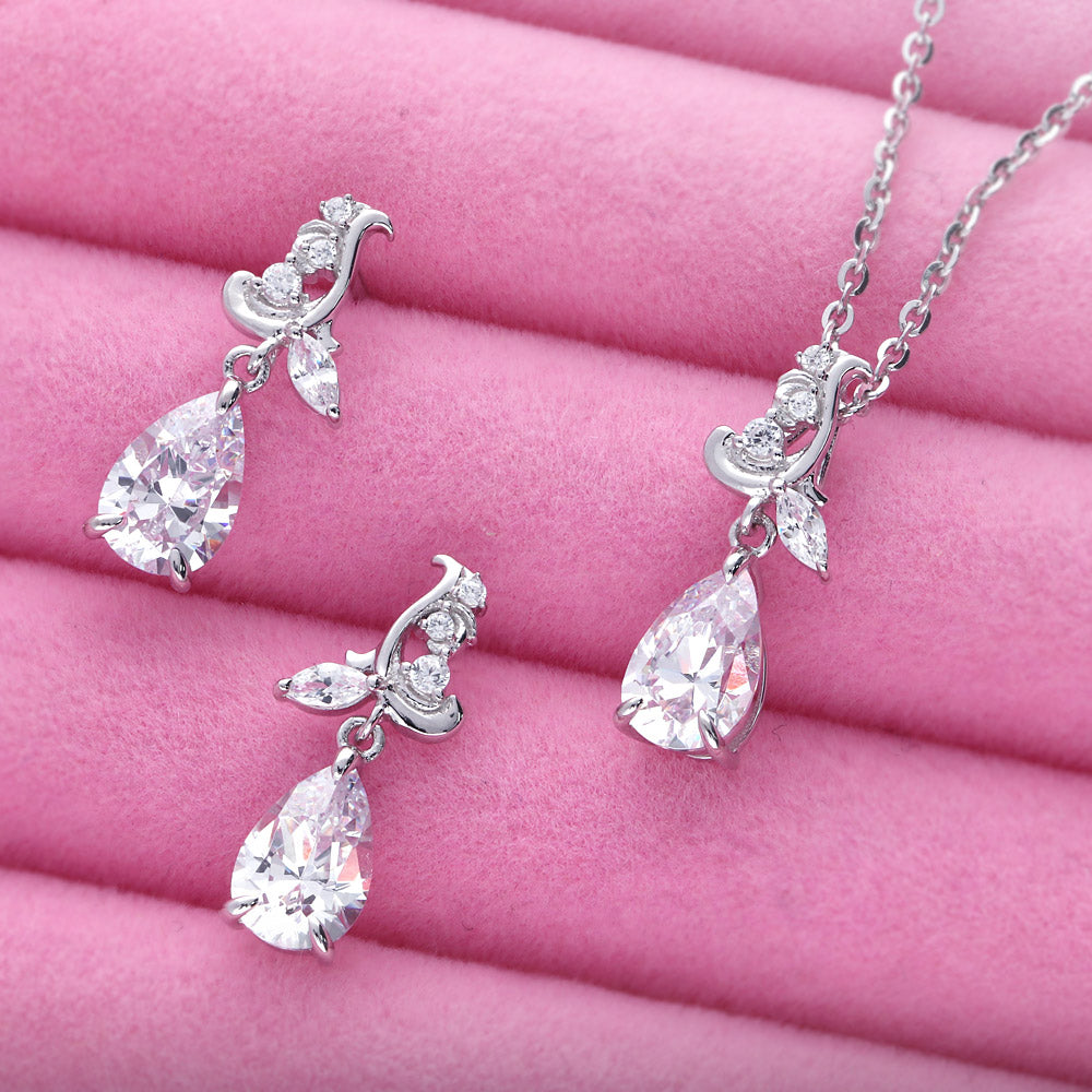Filigree CZ Dangle Earrings in Sterling Silver