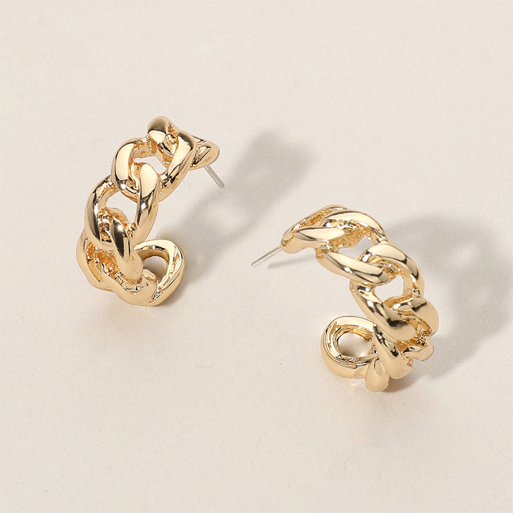 Cable Rope Small Hoop Earrings 0.8", 2 Pairs