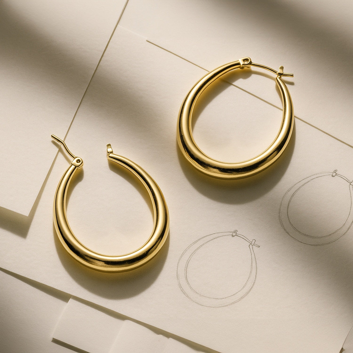 Teardrop Hoop Earrings 1.4"
