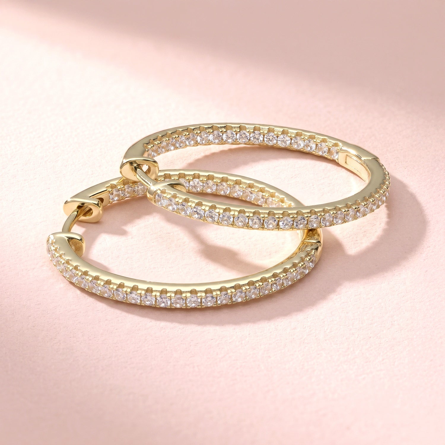 CZ Small Hoop Earrings in Sterling Silver