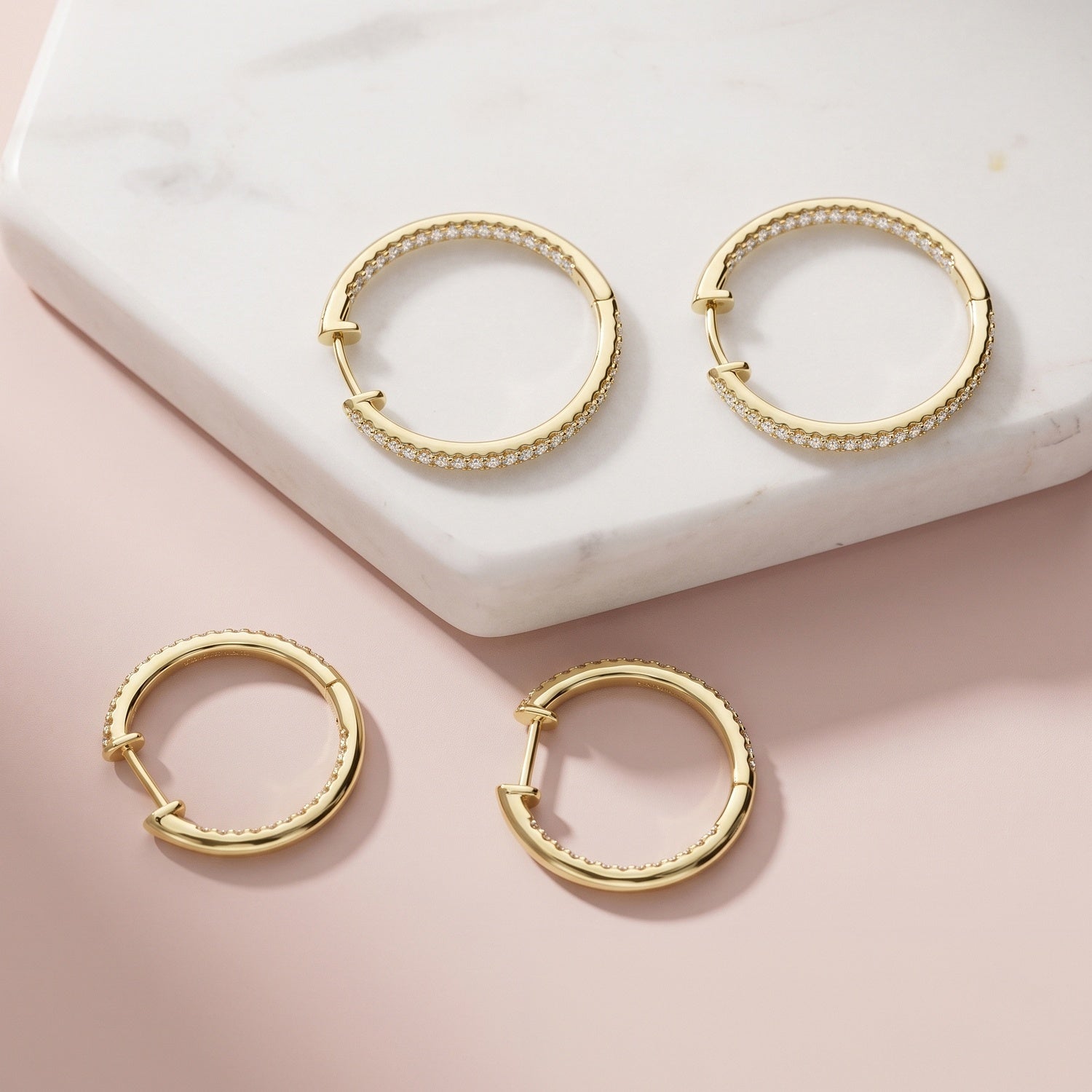 CZ Small Hoop Earrings in Sterling Silver