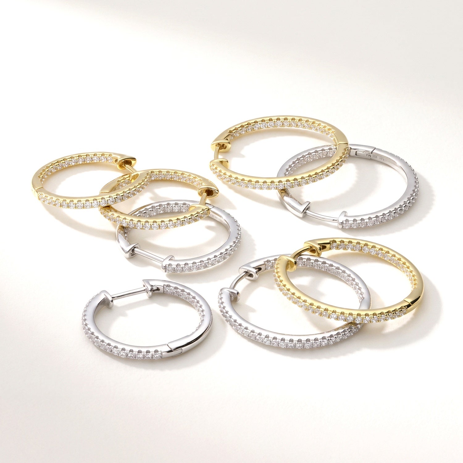 CZ Small Hoop Earrings in Sterling Silver