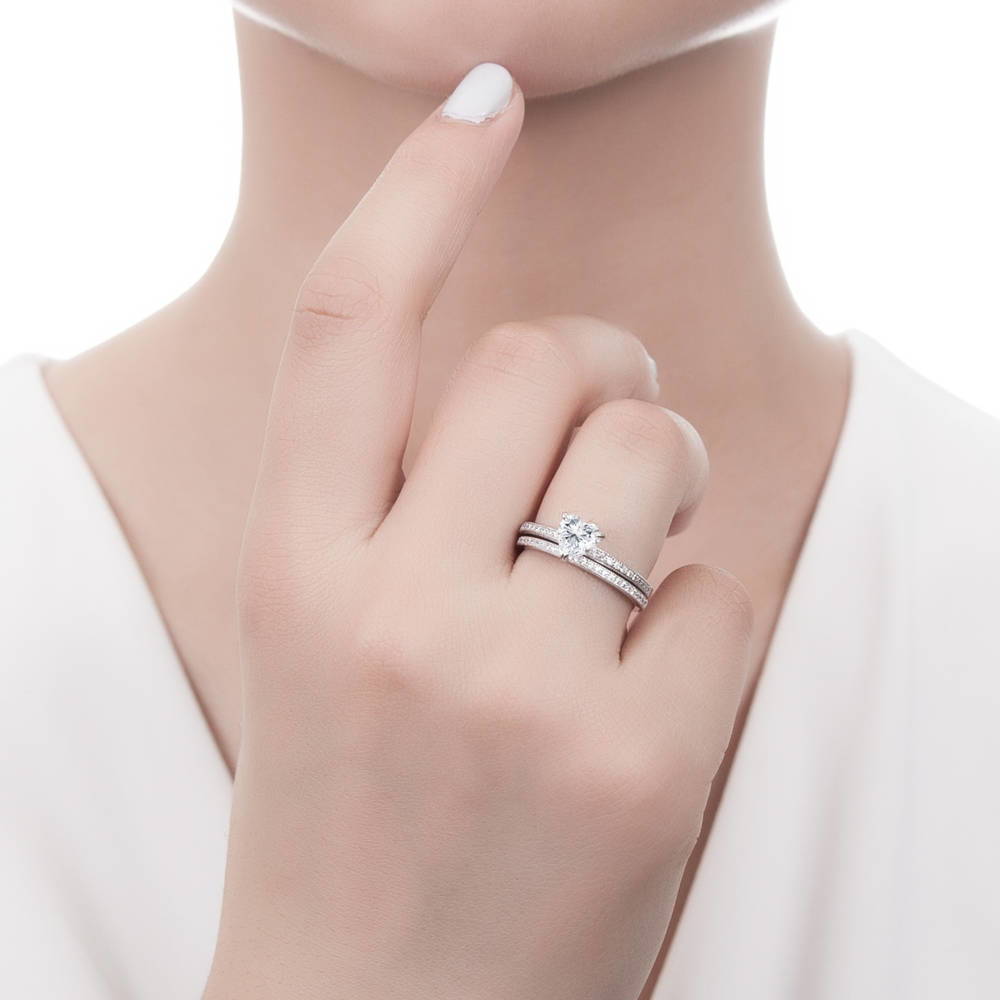 Pave CZ Eternity Ring in Sterling Silver
