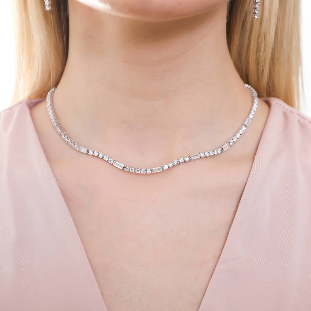 Art Deco CZ Tennis Necklace