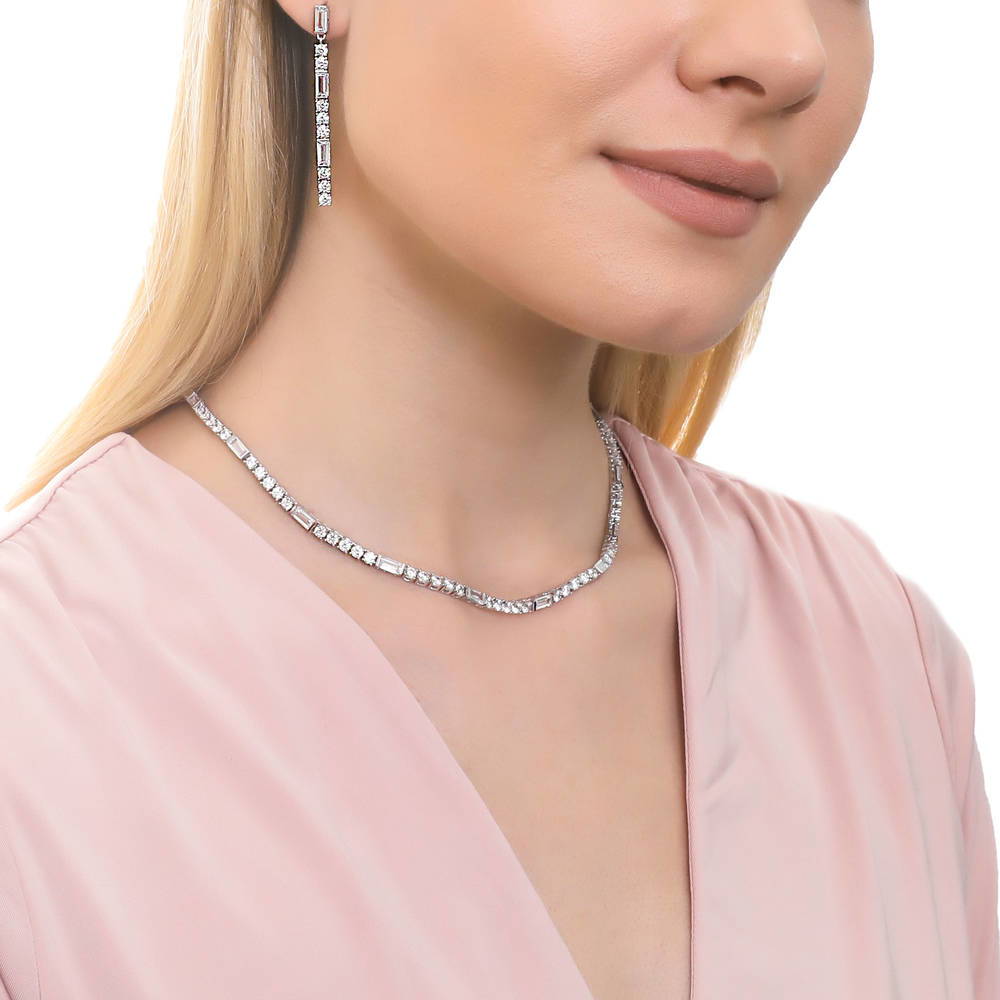 Art Deco CZ Tennis Necklace