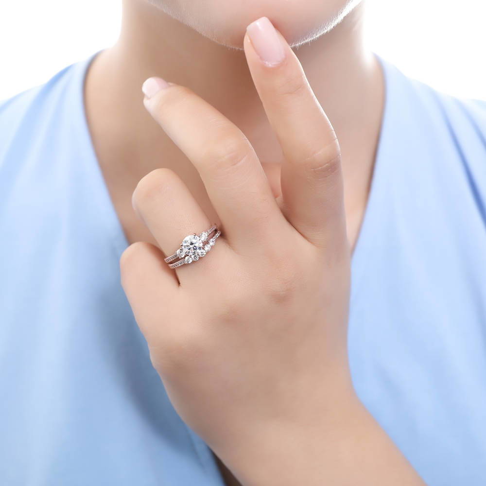 3-Stone 1.25ct CZ Ring in Rose Gold Plated Sterling Silver