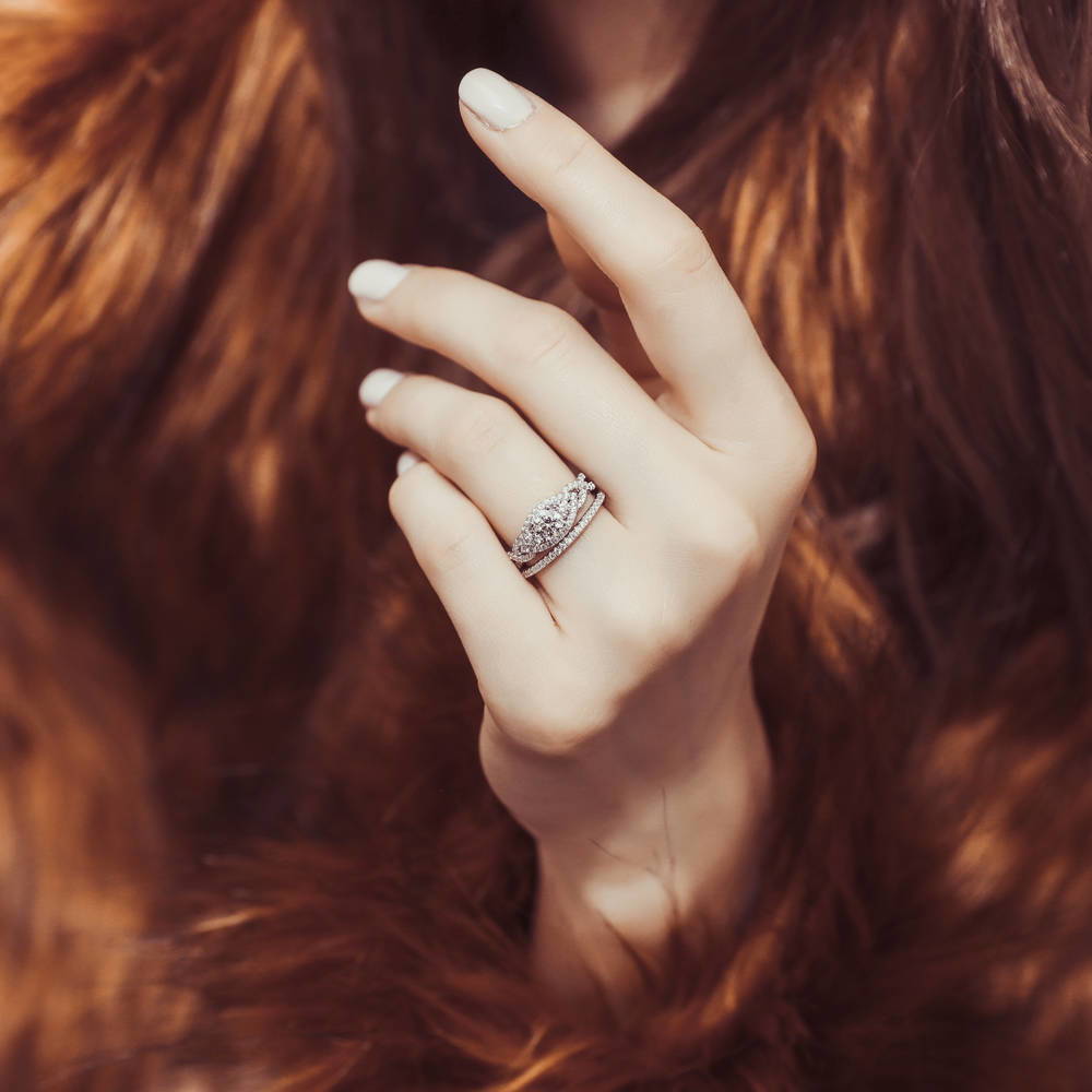 3-Stone Woven 0.45ct CZ Ring in Sterling Silver