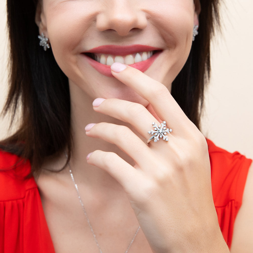 Snowflake CZ Ring in Sterling Silver