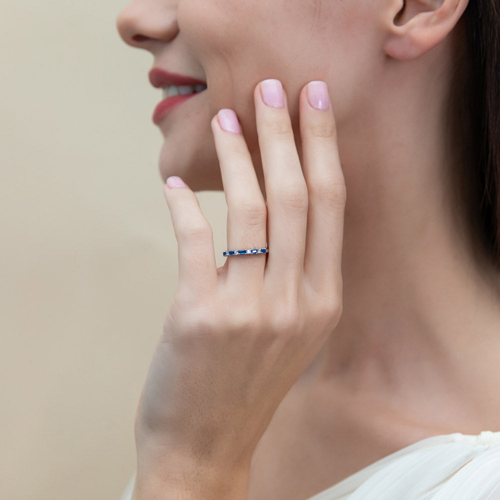 Art Deco CZ Eternity Ring in Sterling Silver
