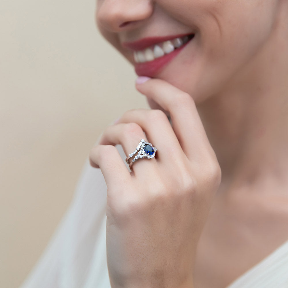 Halo Art Deco Chevron V Shaped CZ Ring Set in Sterling Silver