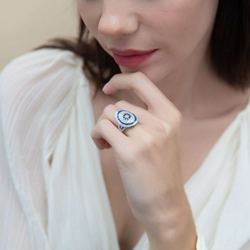 Art Deco Milgrain CZ Ring in Sterling Silver