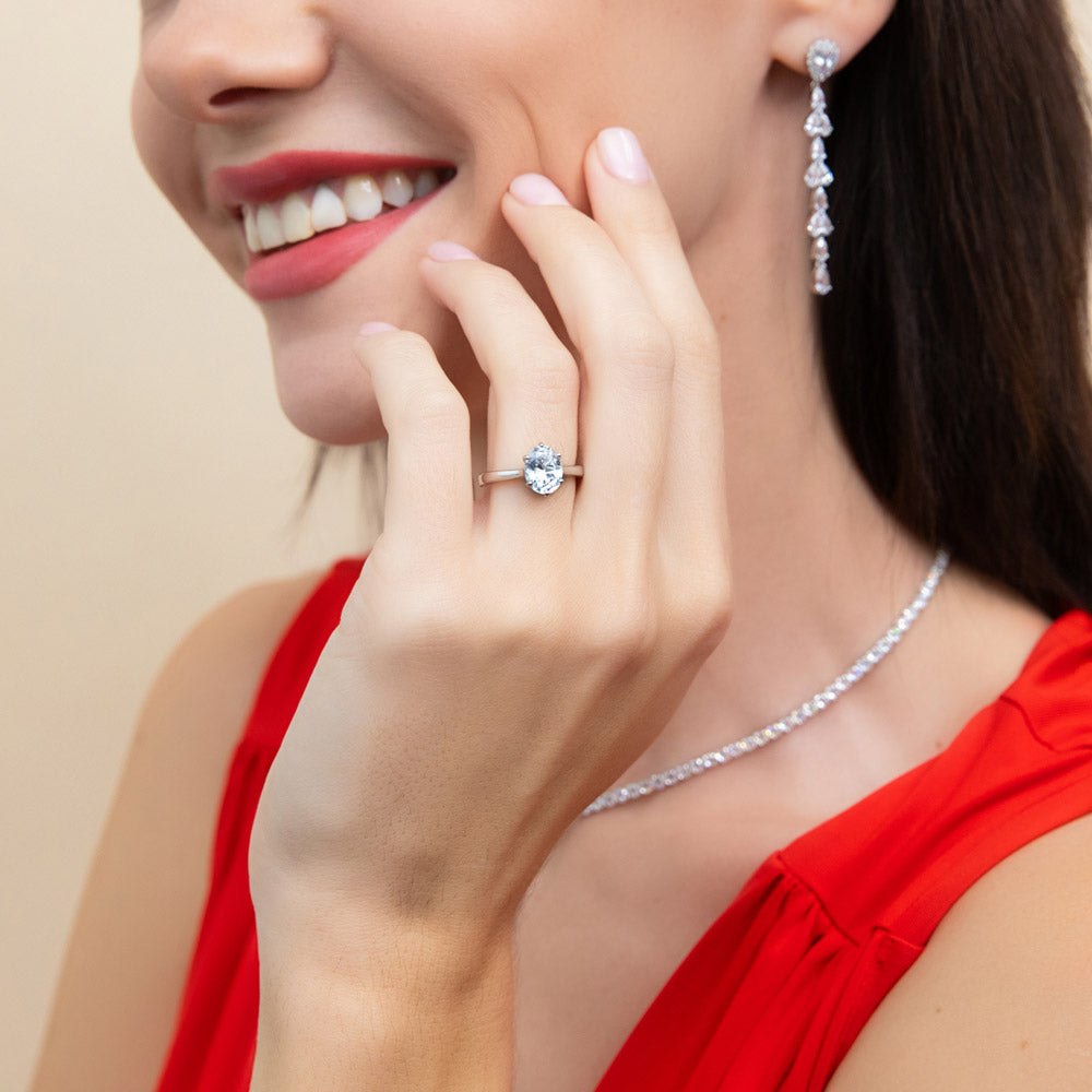 Teardrop CZ Chandelier Earrings in Sterling Silver