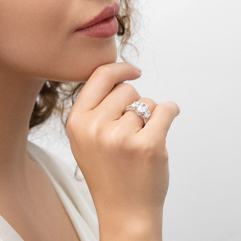 3-Stone 1.8ct Oval CZ Ring in Sterling Silver