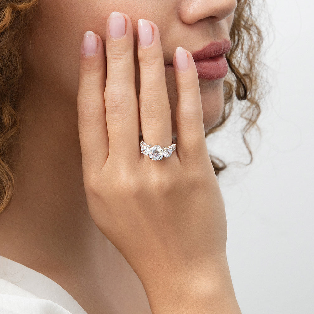3-Stone 2ct CZ Ring in Sterling Silver