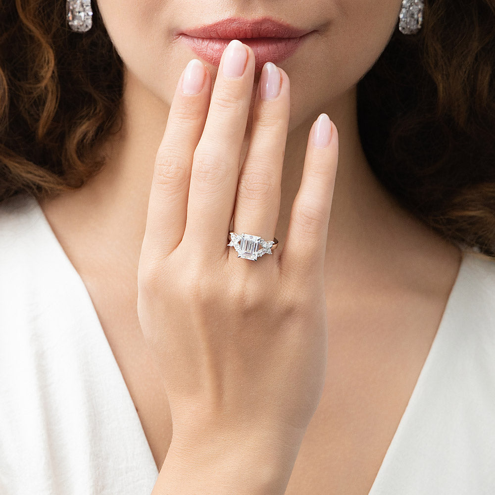 Flower CZ Ring in Sterling Silver