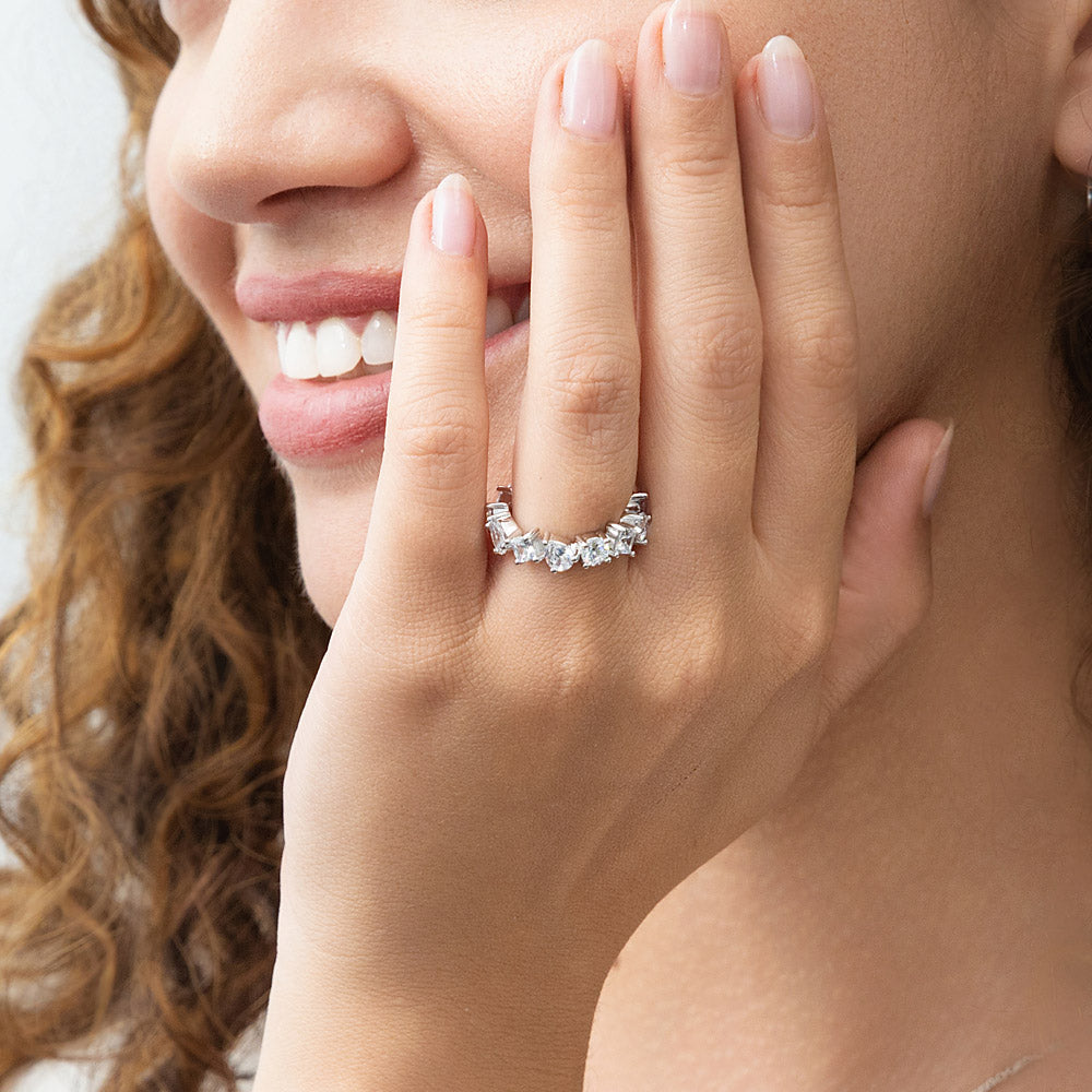 Cluster CZ Eternity Ring in Sterling Silver
