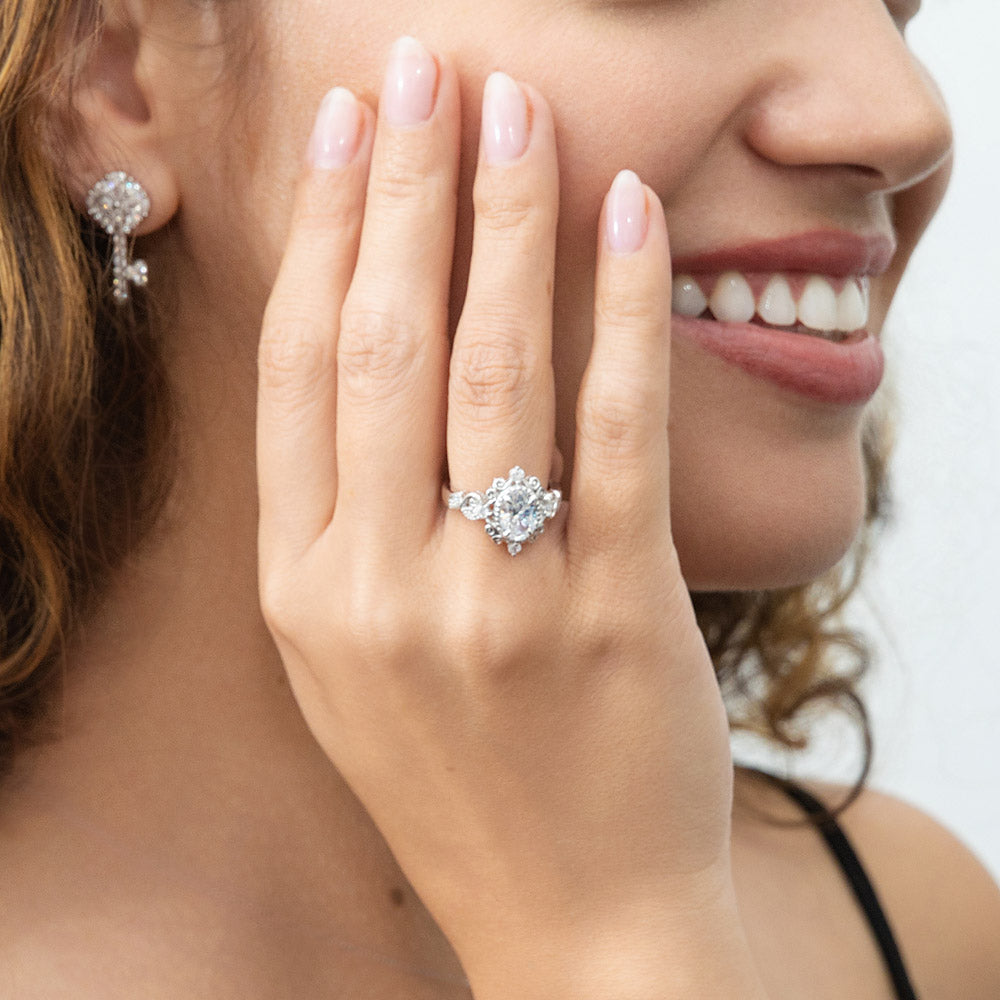 Filigree CZ Ring in Sterling Silver