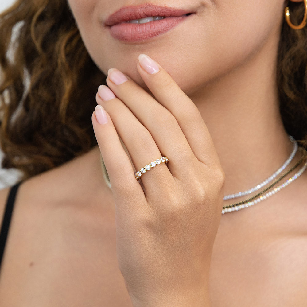 Pave CZ Eternity Ring in Gold Flashed Sterling Silver