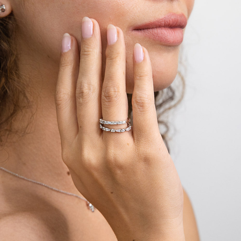 Art Deco CZ Eternity Ring Set in Sterling Silver