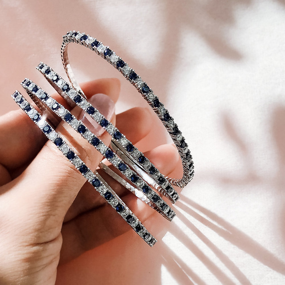 Flexible CZ Bangle Set in Sterling Silver