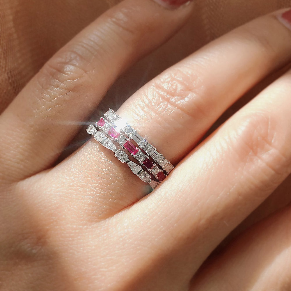 Art Deco CZ Eternity Ring in Sterling Silver