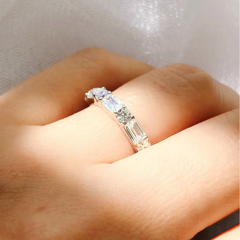 Art Deco Pave CZ Eternity Ring in Sterling Silver