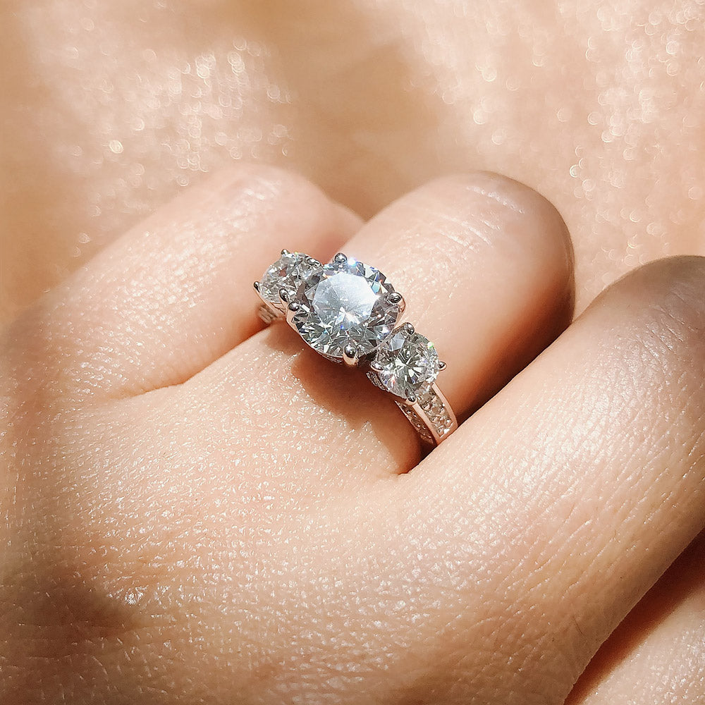 3-Stone 2ct CZ Ring in Sterling Silver