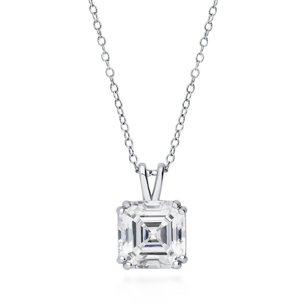 Solitaire 3ct/3.2ct Asscher CZ Set in Sterling Silver