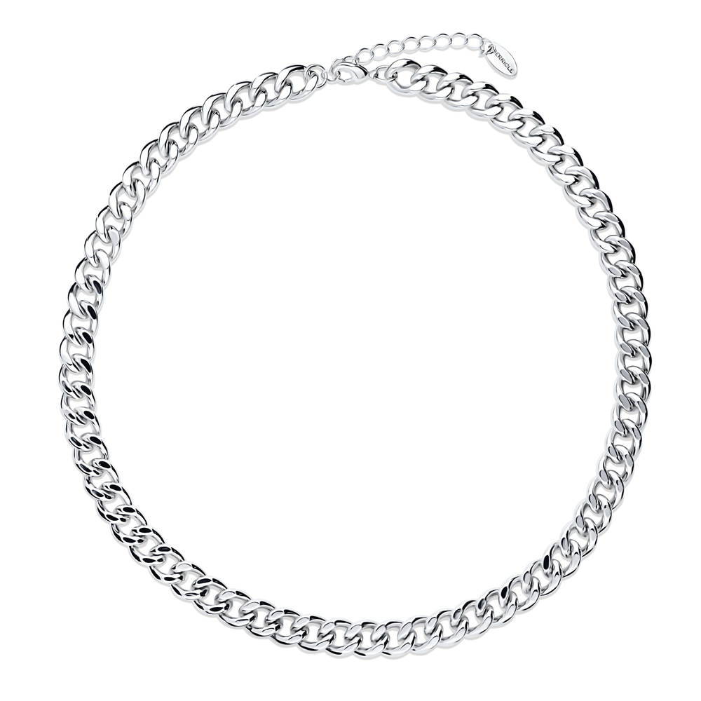 Curb Necklace and Chain Bracelet, 2-Piece, Silver-Tone