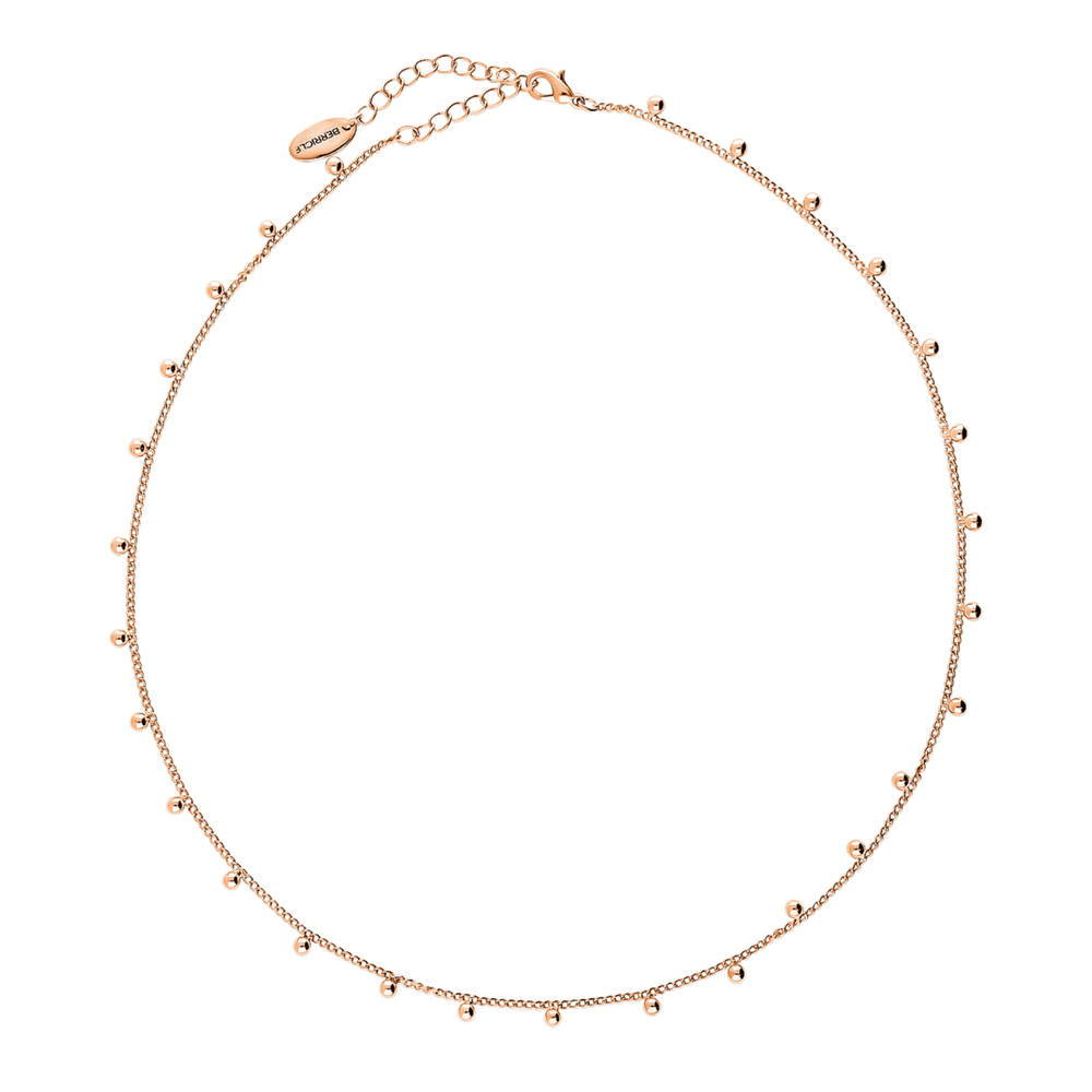 Bead Station Necklace, Rose Gold Plated