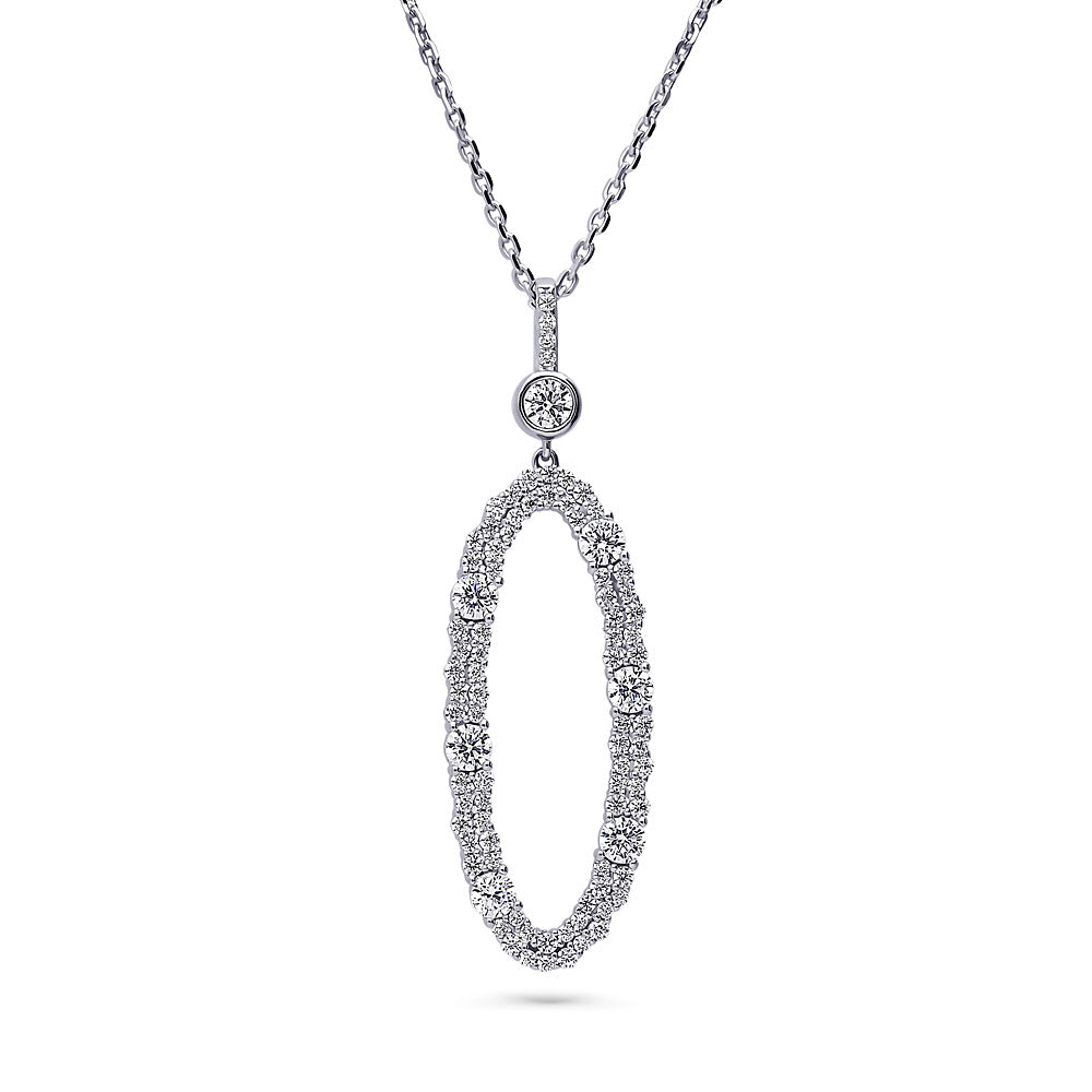 Cluster Open Oval CZ Necklace and Earrings Set in Sterling Silver, 3 of 6