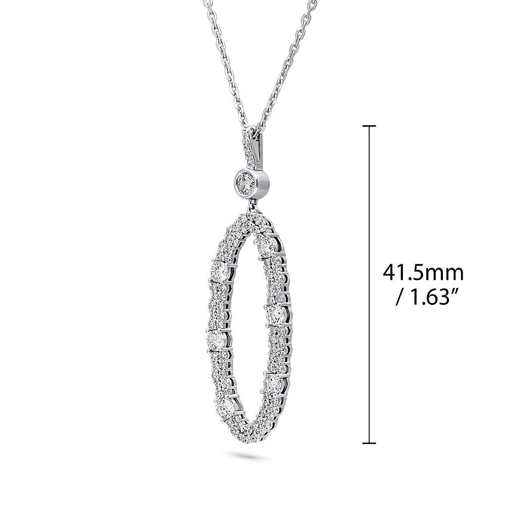 Cluster Open Oval CZ Necklace and Earrings Set in Sterling Silver, 5 of 6