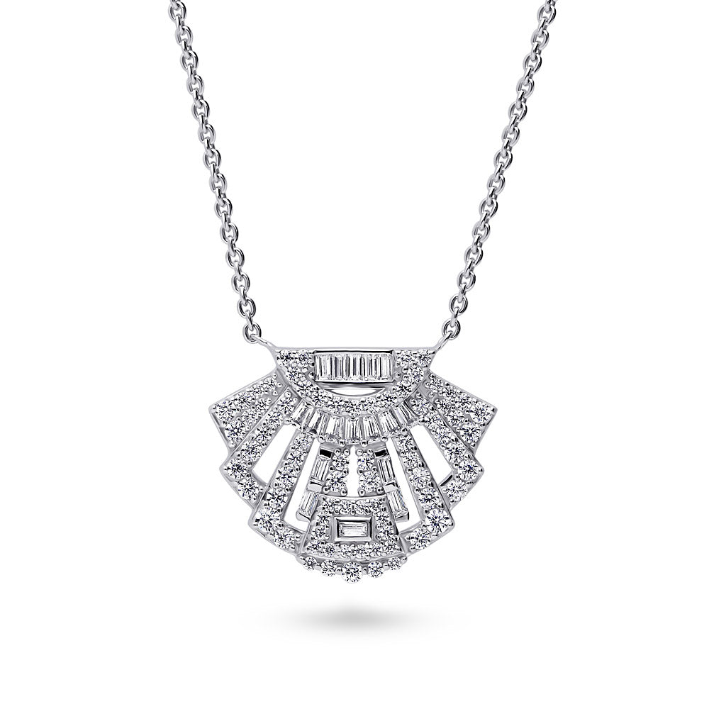Art Deco CZ Necklace and Earrings in Sterling Silver