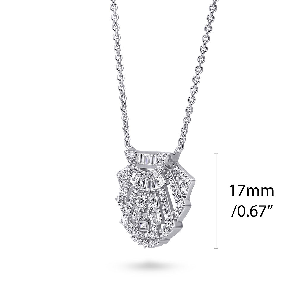 Art Deco CZ Necklace and Earrings in Sterling Silver