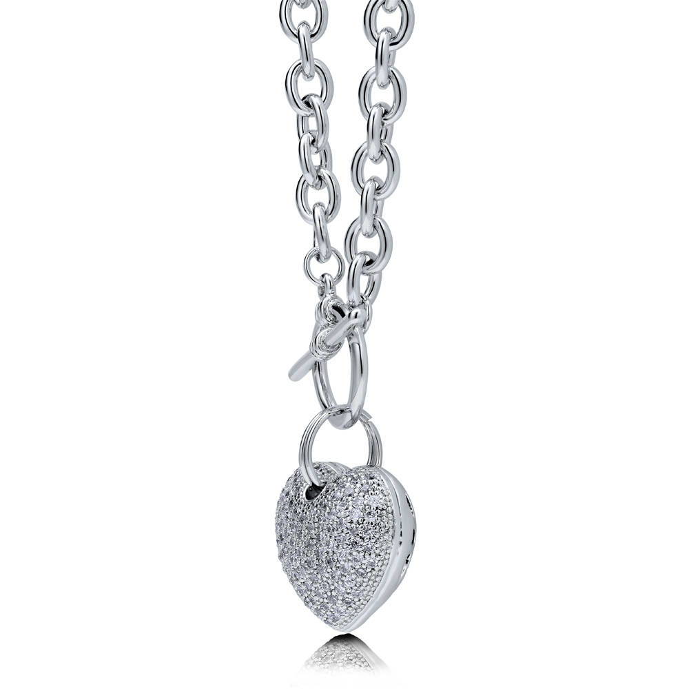 Heart CZ Necklace Earrings and Bracelet Set