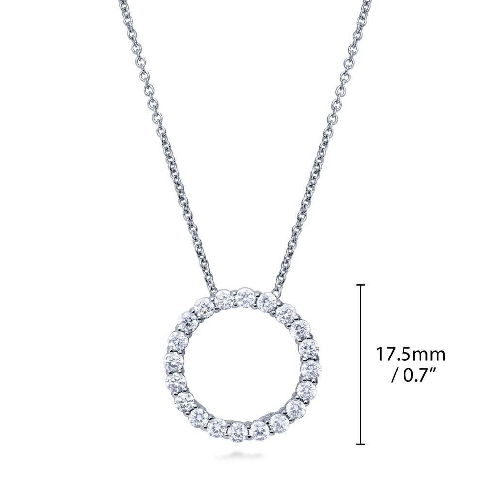 Open Circle CZ Necklace in Sterling Silver