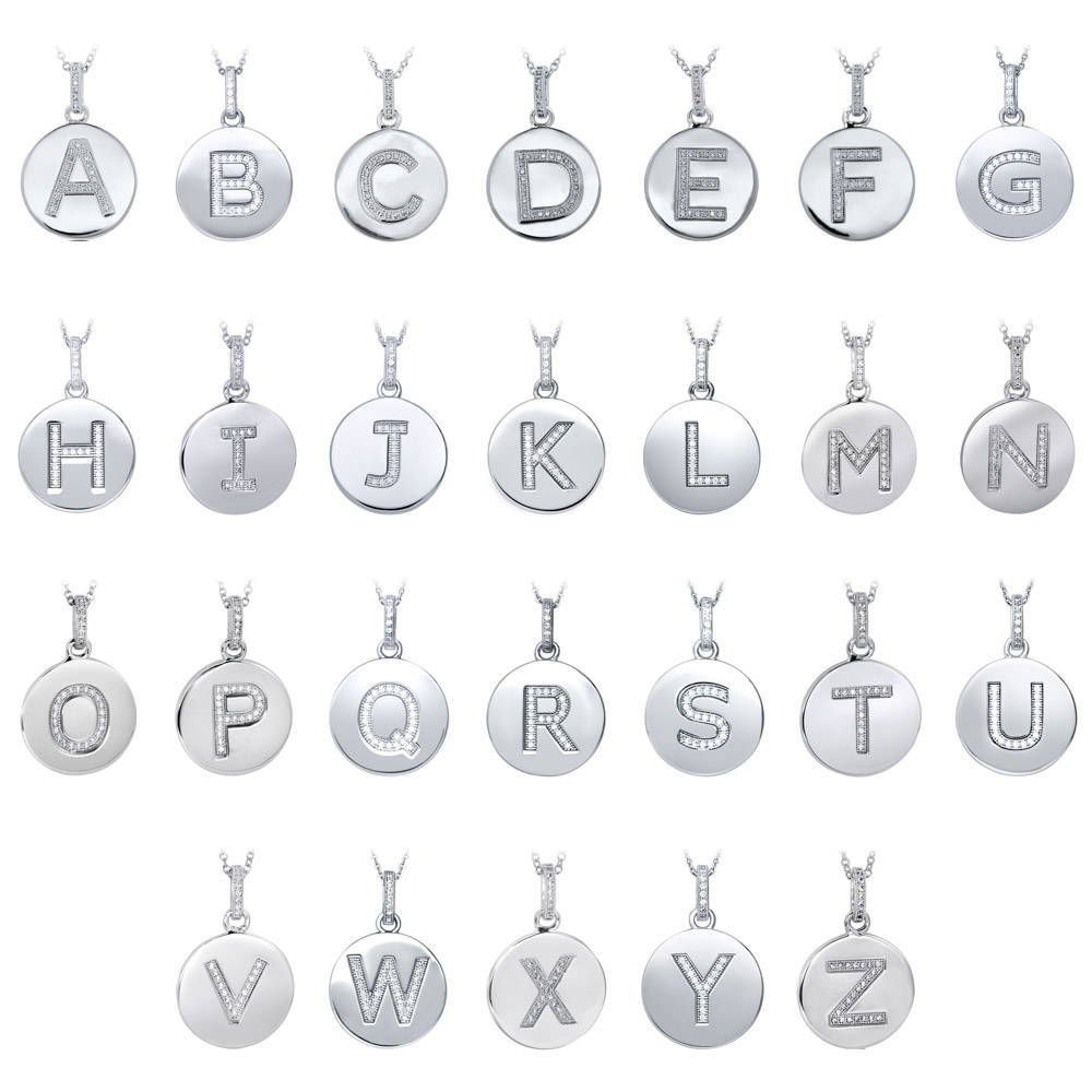 Initial Letter CZ Necklace in Sterling Silver