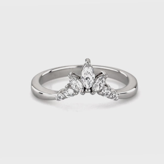 Video Contains 3-Stone 7-Stone Round CZ Ring Set in Sterling Silver. Style Number VR446-02