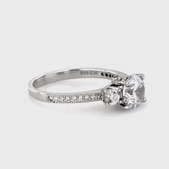 Video Contains 3-Stone Round CZ Ring in Sterling Silver. Style Number R973-01