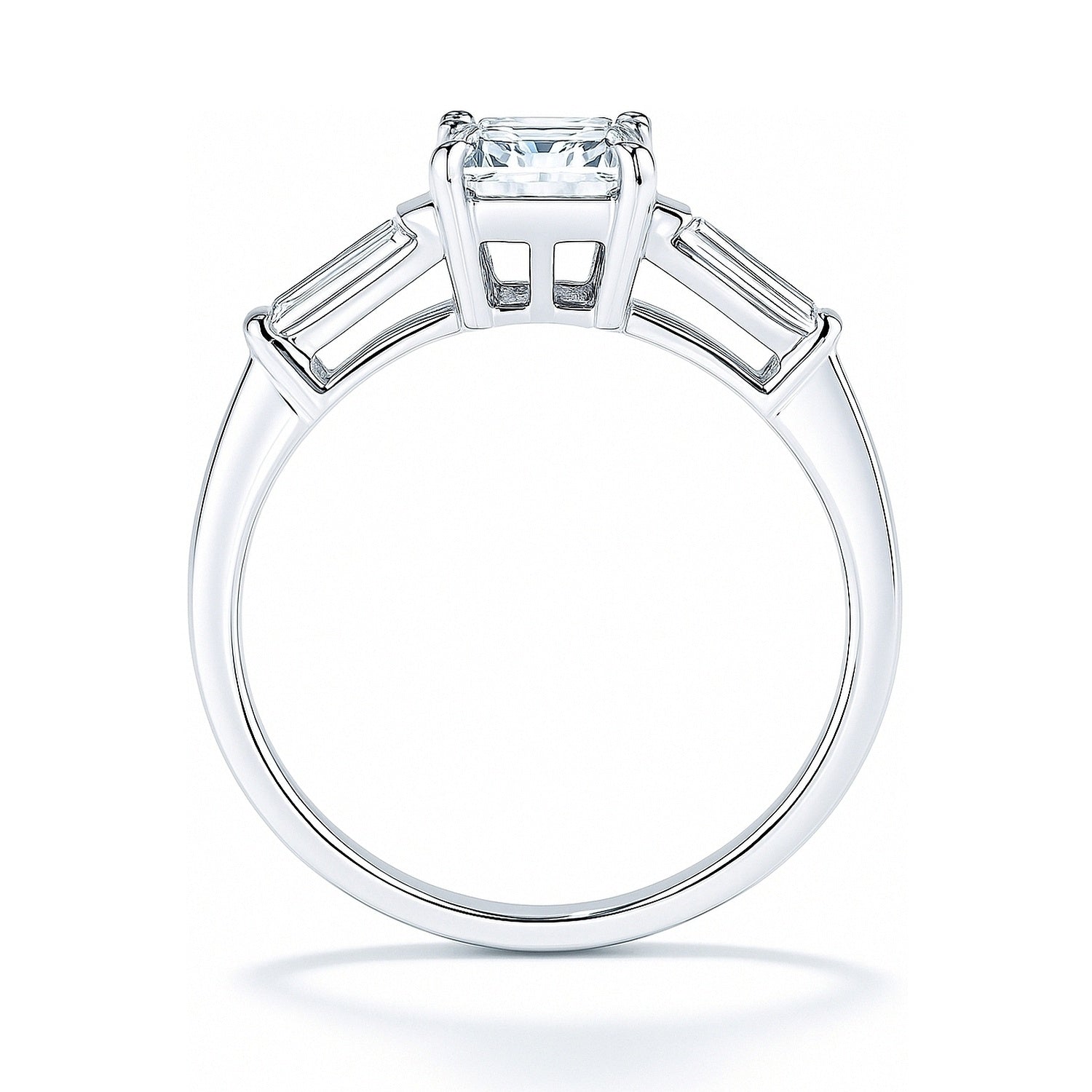 3-Stone 2.1ct Emerald Cut CZ Ring in Sterling Silver