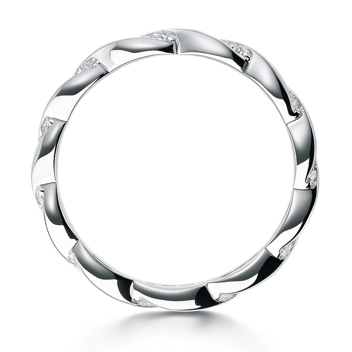 Woven Pave CZ Eternity Ring in Sterling Silver