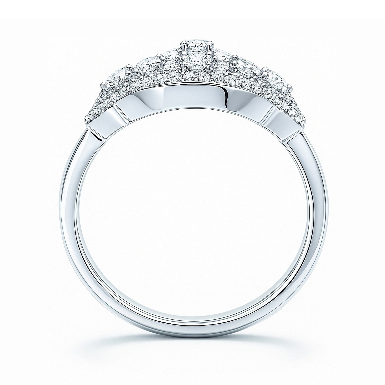 Flower Navette Art Deco Filigree CZ Ring in Sterling Silver