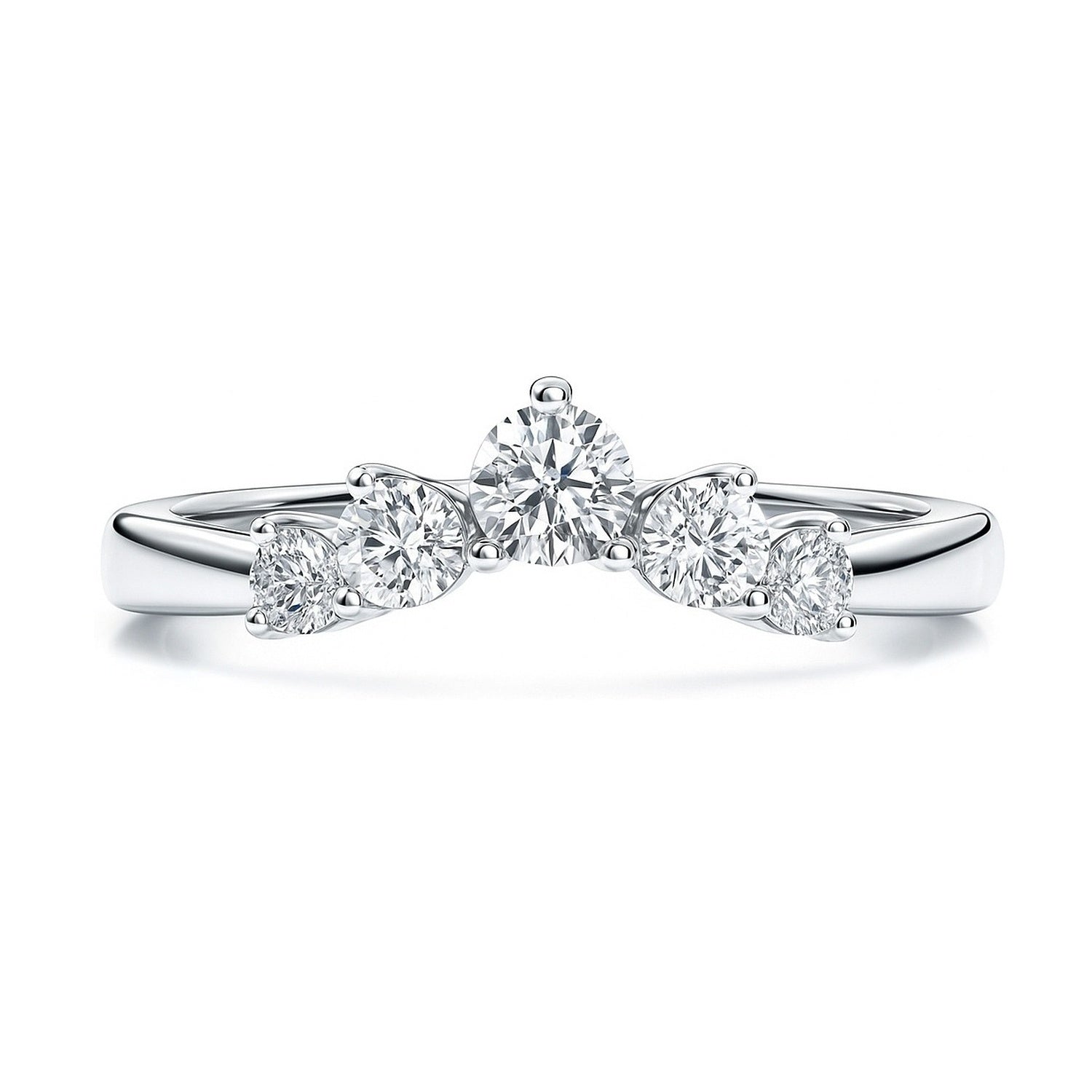 5-Stone Wishbone CZ Band in Sterling Silver