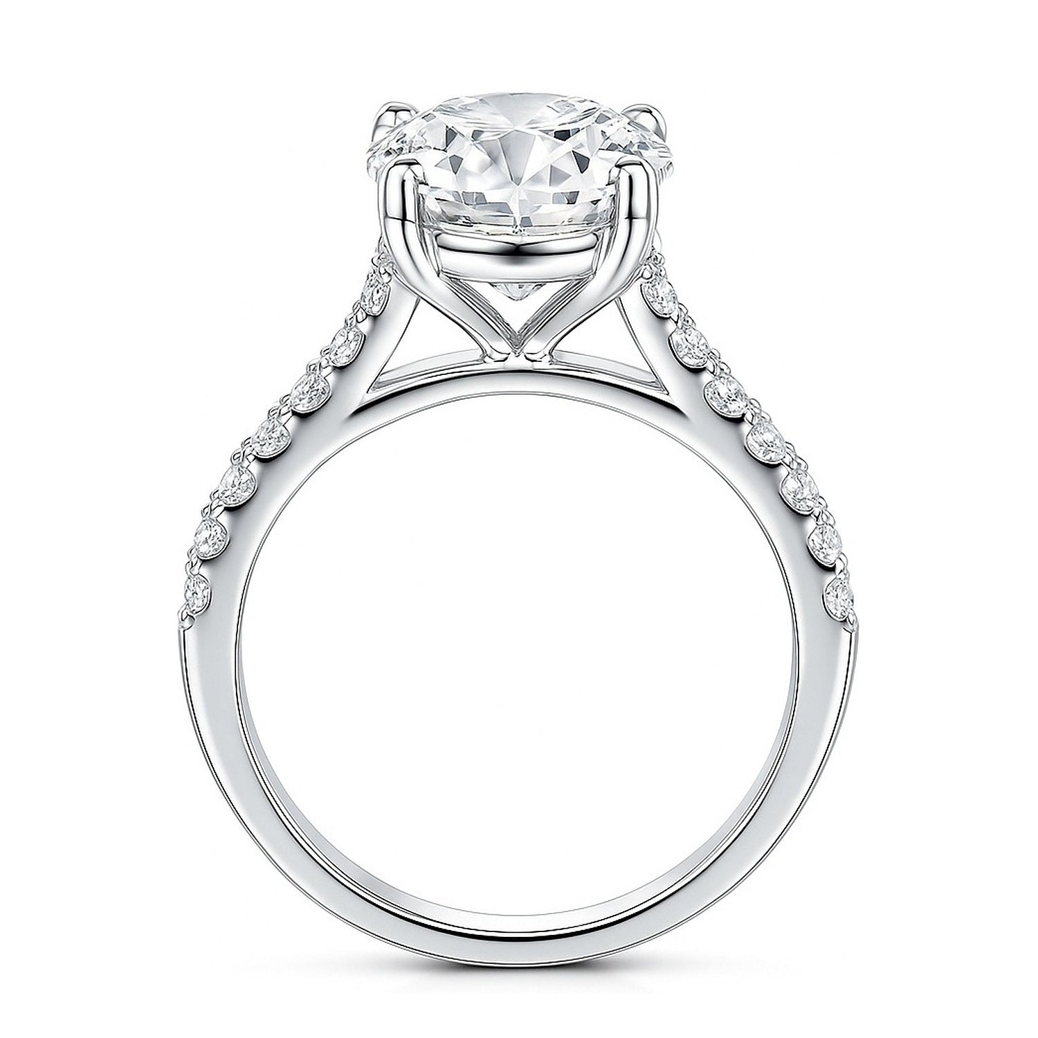 Solitaire 5.5ct Oval CZ Ring in Sterling Silver