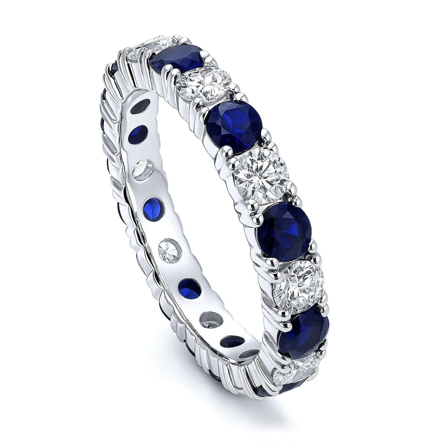 Sapphire-Blue CZ Eternity Ring in Sterling Silver