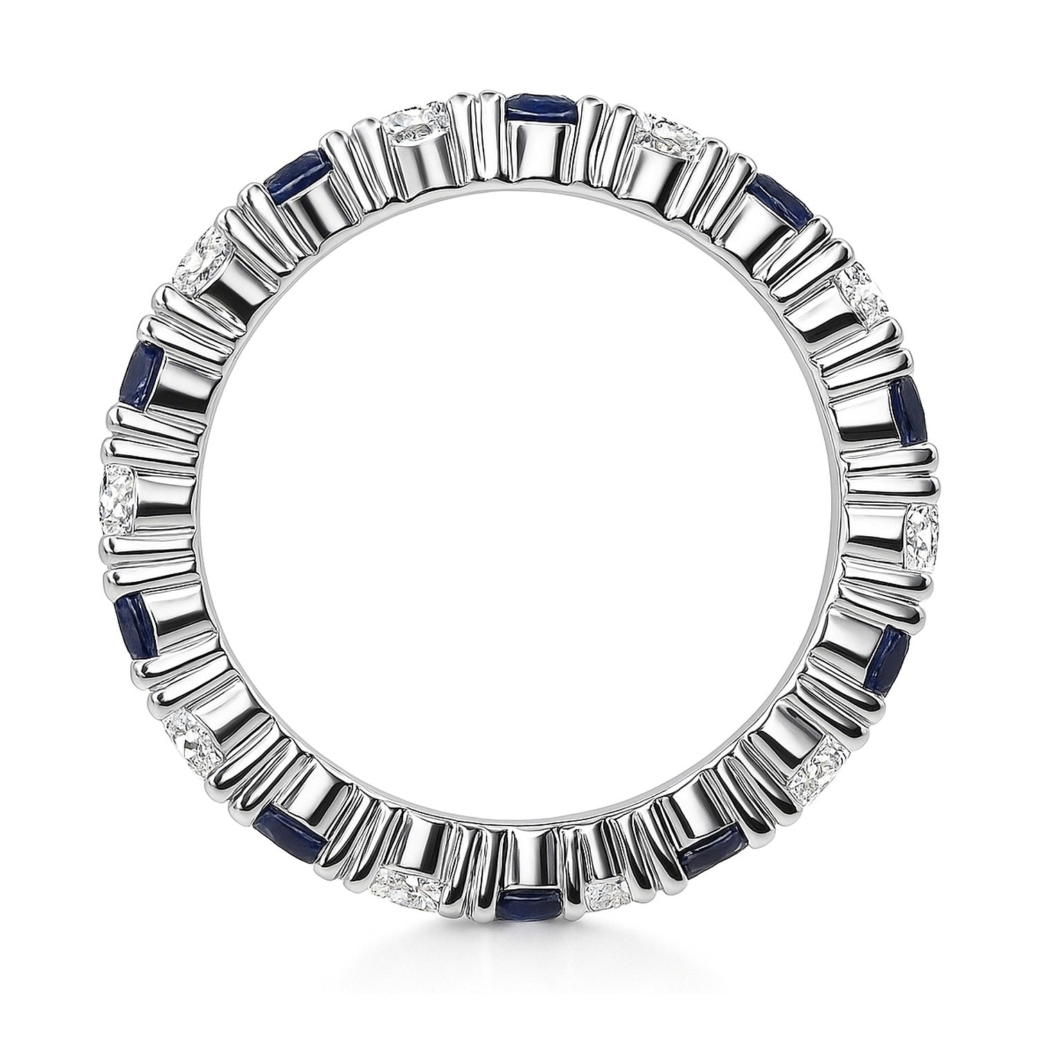 Sapphire-Blue CZ Eternity Ring in Sterling Silver